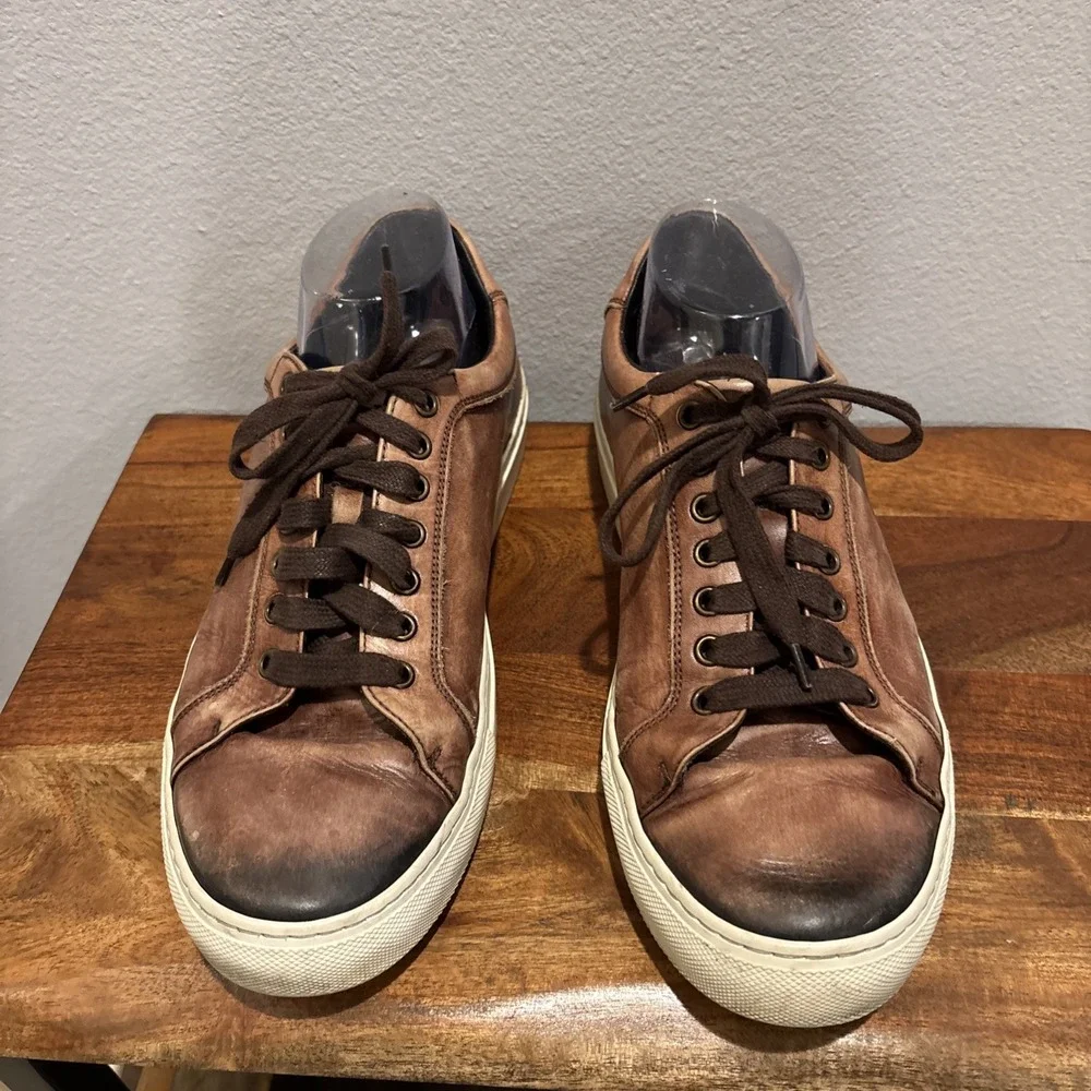 H.S. Trask Brown Lace Up Distressed‎ Leather Shoes Men's Size 10.5 Made in Italy